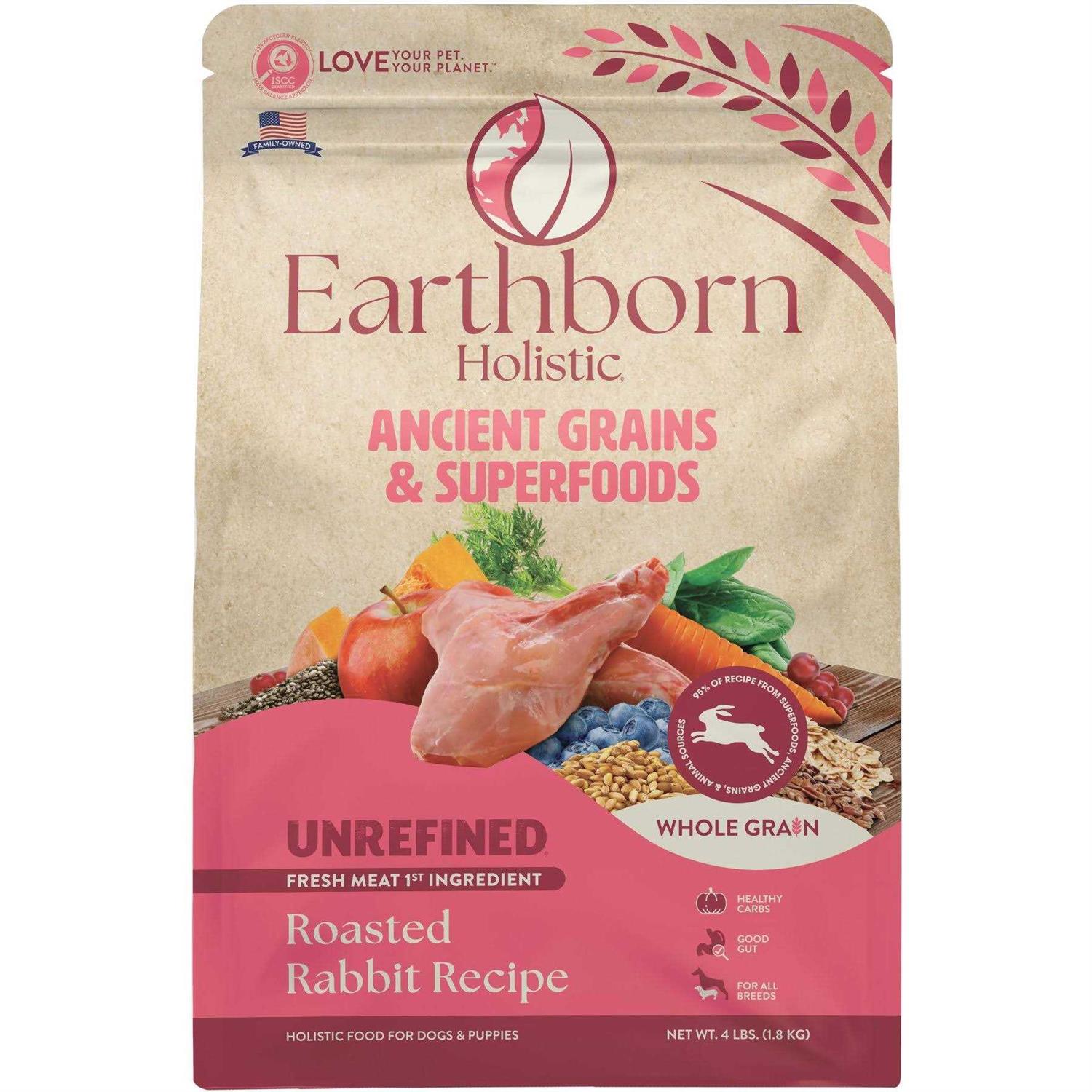 Earthborn Holistic Unrefined Roasted Rabbit with Ancient Grains & Superfoods Dry Dog Food - Pet Supplies online store