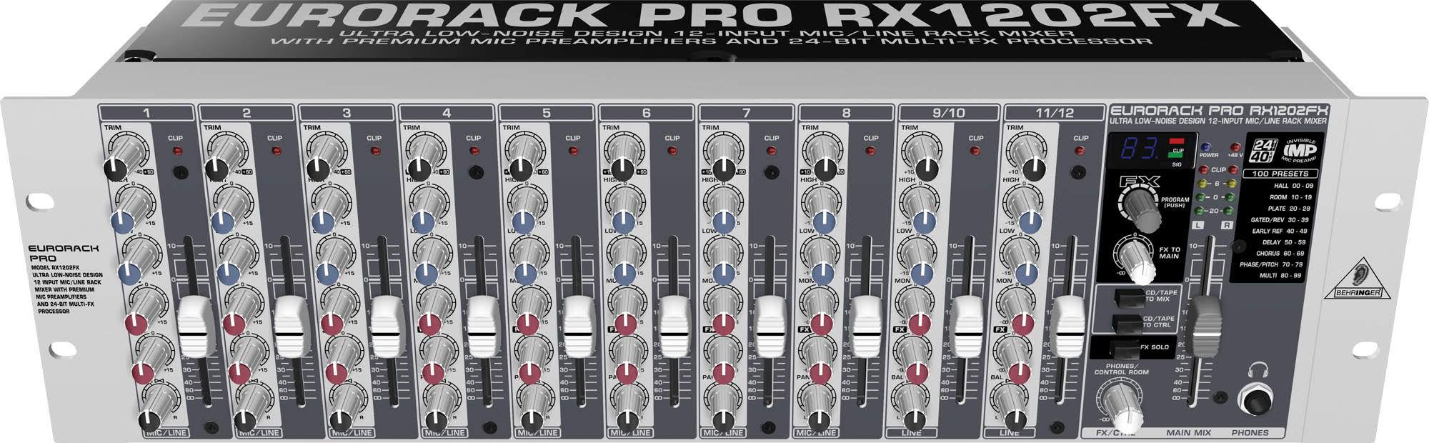 Behringer Eurorack Pro RX1202FX 12-Input Line Mixer