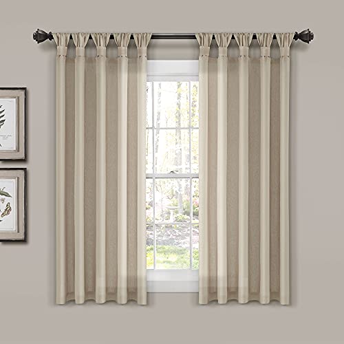 Lush Decor Burlap Knotted Tab-Top Window Curtain Panel Pair, 45