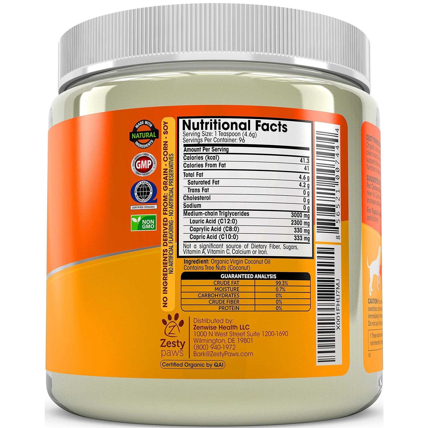 Zesty Paws Organic Coconut Oil for Dogs - Pet Supplies online store