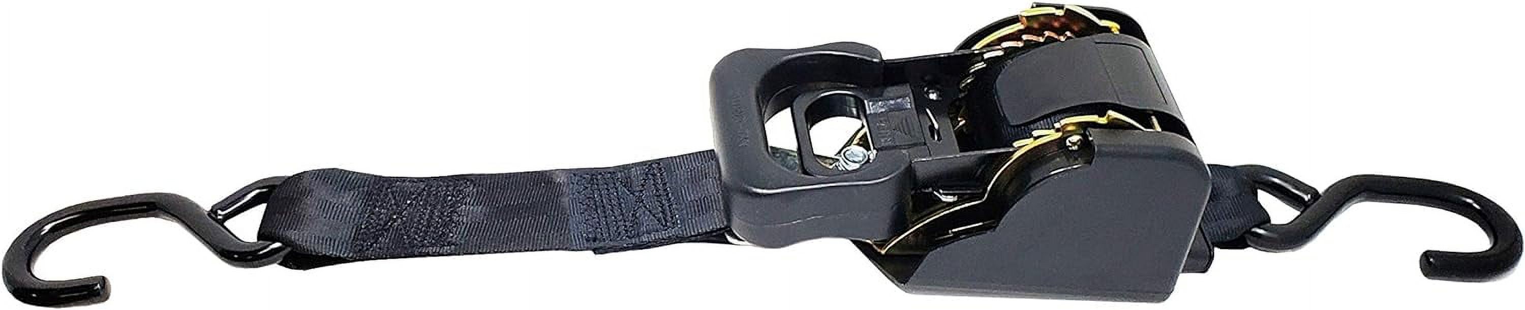 Customtiedowns 2 Inch X 8.75 Foot Retractable Ratchet Strap, Vinyl Coated S Hook On Ends.(Black)