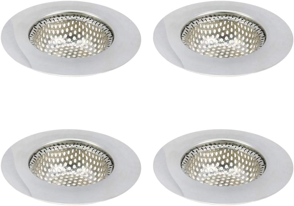 4 Pcs 1.5-Inch Filter Diameter Kitchen Sink Strainer, Stainless Steel Drain Basket Filter with Large Wide Rim 2.8-inch Diameter & 0.5-Inch Depth