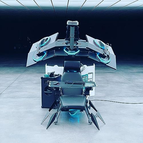 Ergonomic Gaming Chair Computer Cockpit Zero Gravity Scorpion Gaming Chair PU Leather Boss Seat Chair Cockpit with 16-Color RGB Light, Cockpit Gaming Workstation for Office and Home,Purple