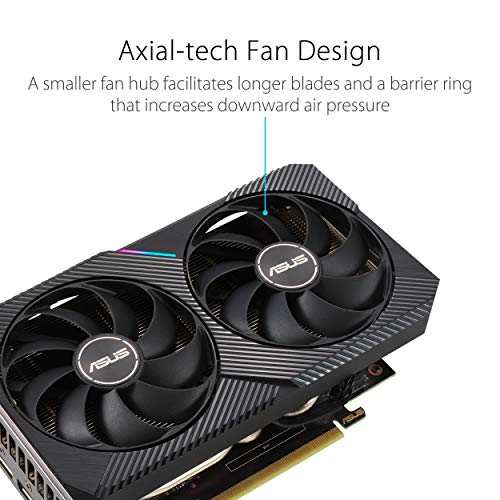 ASUS Dual NVIDIA GeForce RTX 3060 V2 12GB GDDR6 Gaming Graphics Card (PCIe 4.0, 12GB GDDR6 Memory, HDMI 2.1, DisplayPort 1.4a, 2-Slot Design, Axial-tech Fan Design, 0dB Technology)
