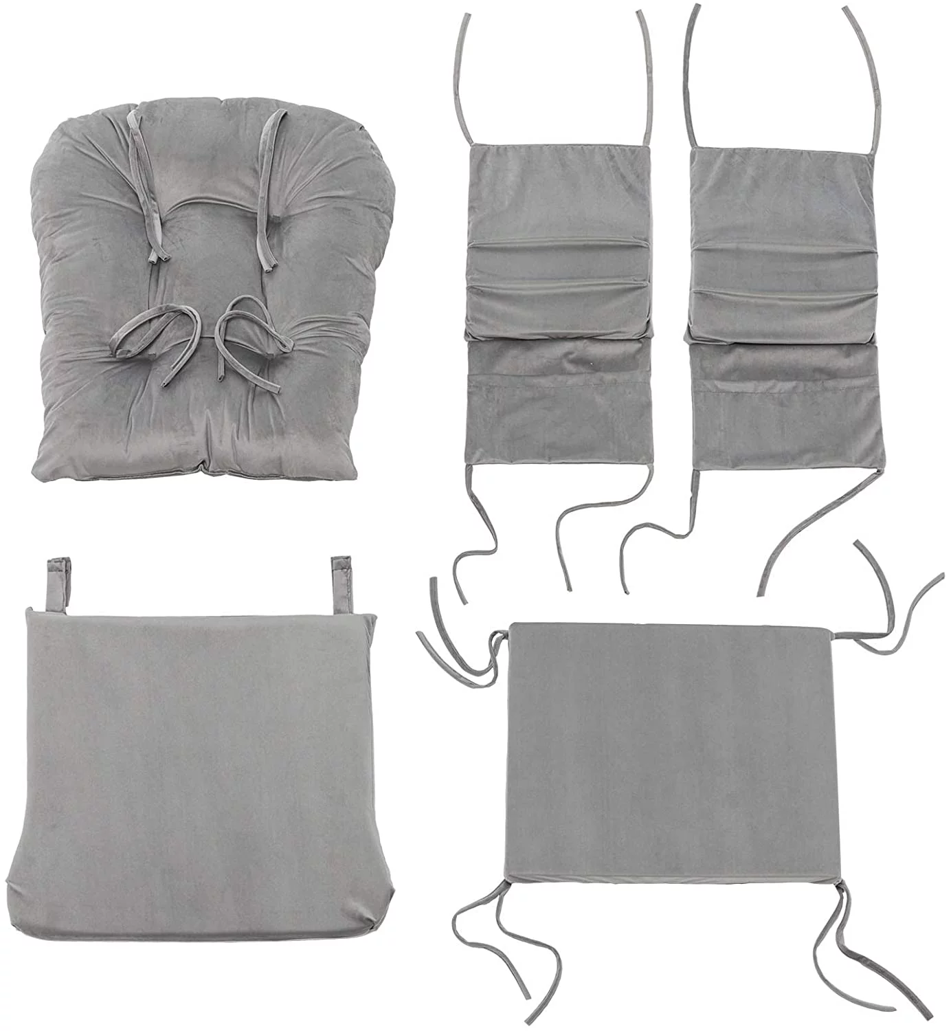 OKAKOPA Glider Rocker Cushion Replacement Velvet Washable for Rocking Chair Glider Ottomans, Gray