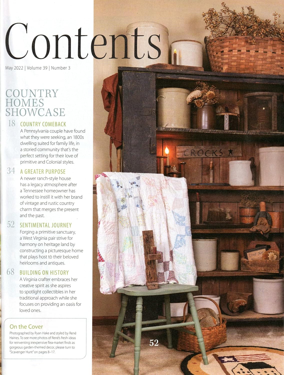 COUNTRY SAMPLER Magazine May 2022 Fresh & Lively Spring Rooms 6 Down-Home Kitchens