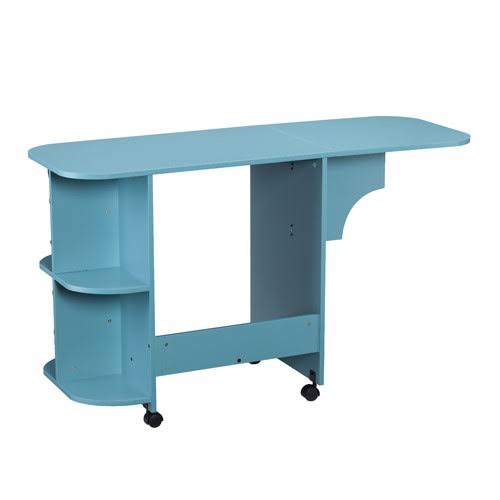 Southern Enterprises Sewdol Expandable Rolling Sewing Table/Craft Station,Turquoise, Blue