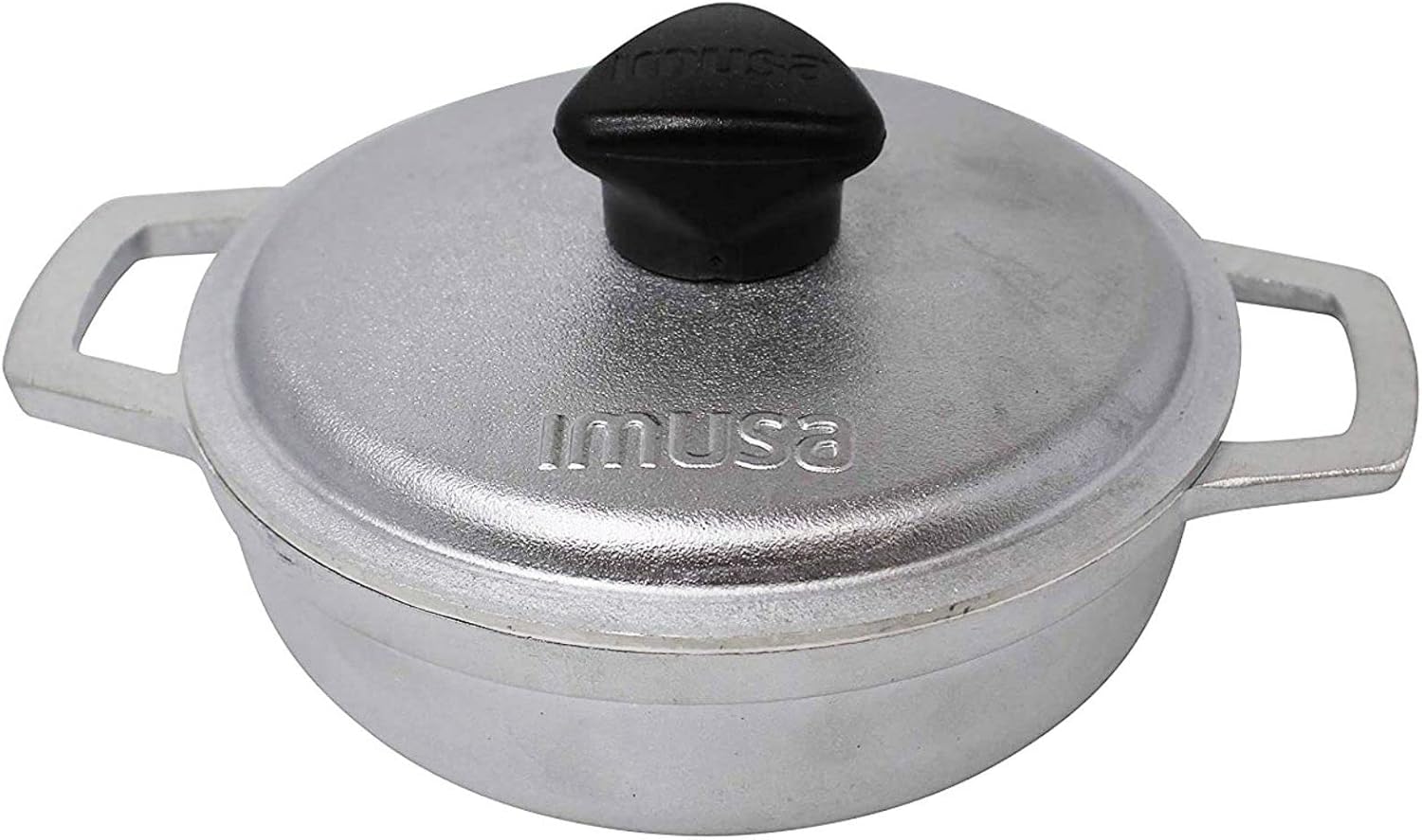 IMUSA 0.5Qt Mini Cast Aluminum Traditional Caldero Set with Lid,Silver