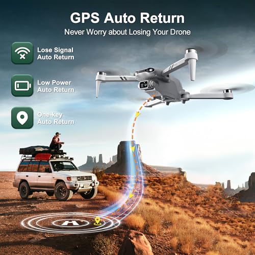Drone with Camera for Adults 4K, Upgraded 4.5inch LCD RC Screen, GPS 2-Axis Gimbal Quadcopter Brushless Motor, Auto Return, Follow Me, Waypoint Fly, Optical Flow, Visual Tracking,60 Mins Flight, Foldable 5G Transmission FPV Quadcopter for Beginners