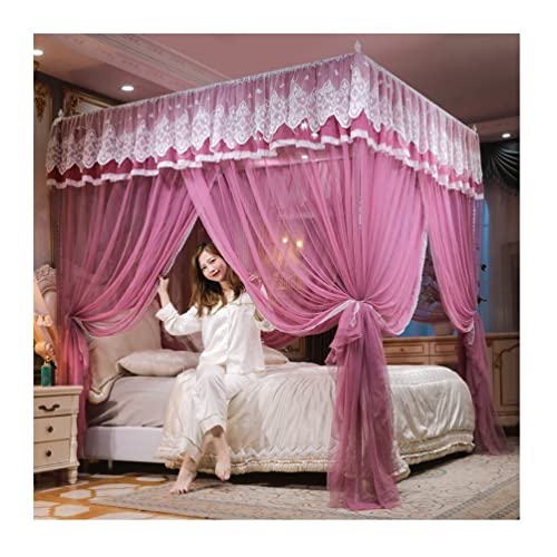 4 Corner Post Bed Canopy, Princess Room Bed Curtain Canopy Mosquito Net, Twin Queen King Bedroom Decor (Color :, Size : 120X200cm/47X79inch) (Blue 2)