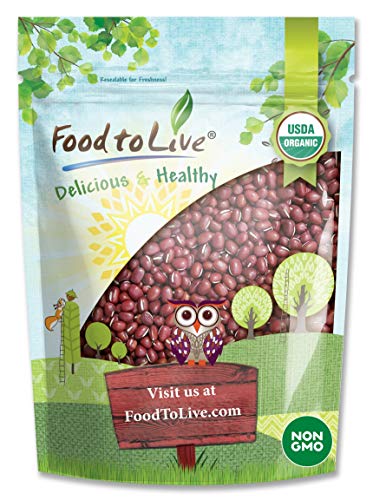 Food to Live Organic Adzuki Sprouting Beans, 3 Pounds – Whole Raw Dried Azuki Beans (Red Mung Beans), Non-GMO, Kosher, and Vegan, Bulk Organic Beans