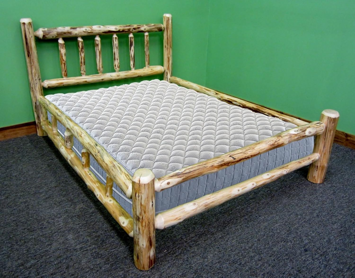 Northern Rustic Pine Log Bed - Double Side Rails/Solid Wood King
