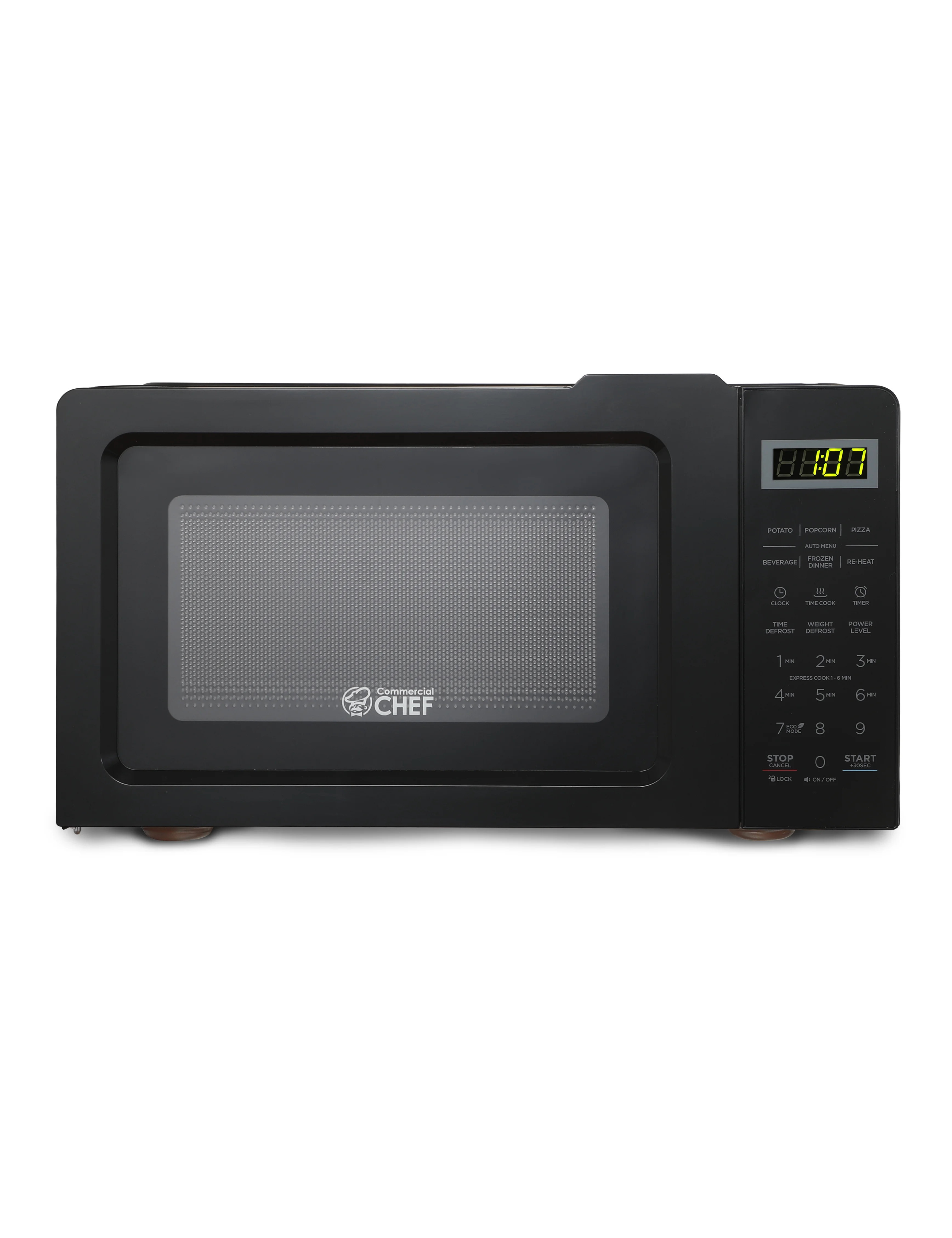 Commercial Chef CHM770B 0.7 Cubic Feet Microwave Oven, 700 Watt, Stainless Steel Front with Black Cabinet