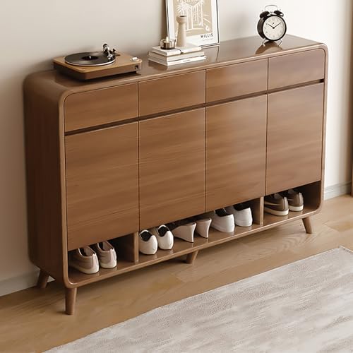 Shoe Cabinet with Drawers and Doors, Wooden Shoe Storage Cabinet with Adjustable Shelves, 5 Tier Shoes Rack Retro Shoe Organizer for Entryway, Hallway, Doorway, Living Room, Bedroom(55