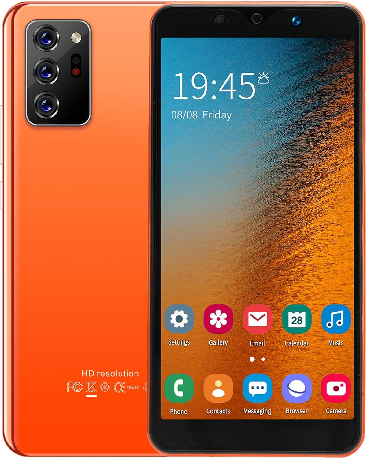 Unlocked Smartphones,Note30 Plus 5.72in Dual SIM Unlocked Cell Phone,1GB RAM + 8GB ROM,2MP+5MP Dual Camera,Face ID Android Phone with 1650mAh Battery(Orange) Pack of 2