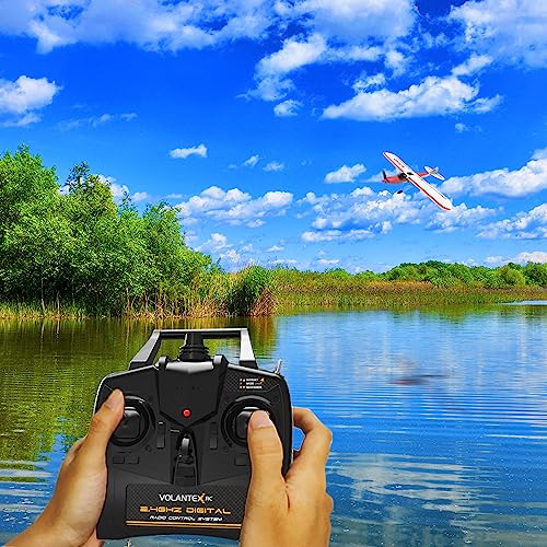 VOLANTEXRC RC Plane Trainer Sport Cub 4CH Remote Control Airplane with Prop Saver, 6-Axis Gyro Stabilizer & 3 Modes to Fly, Radio Controlled Aircraft RTF for Beginners, Kids and Adults (500mm,Red)