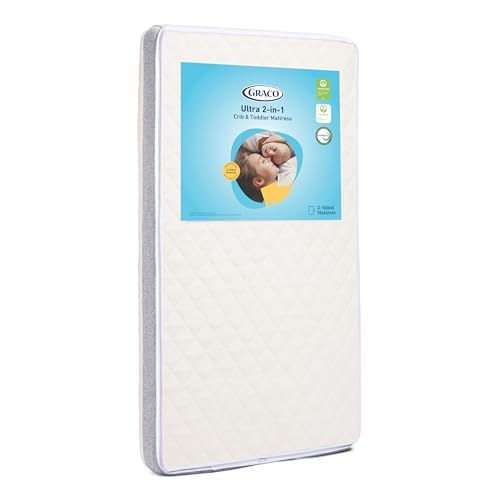 Graco Ultra 2-in-1 Premium Dual-Sided Crib & Toddler Mattress - GREENGUARD Gold, CertiPUR-US Certified Foam, 2-Sided Mattress Fits Any Brand of Crib & Toddler Bed
