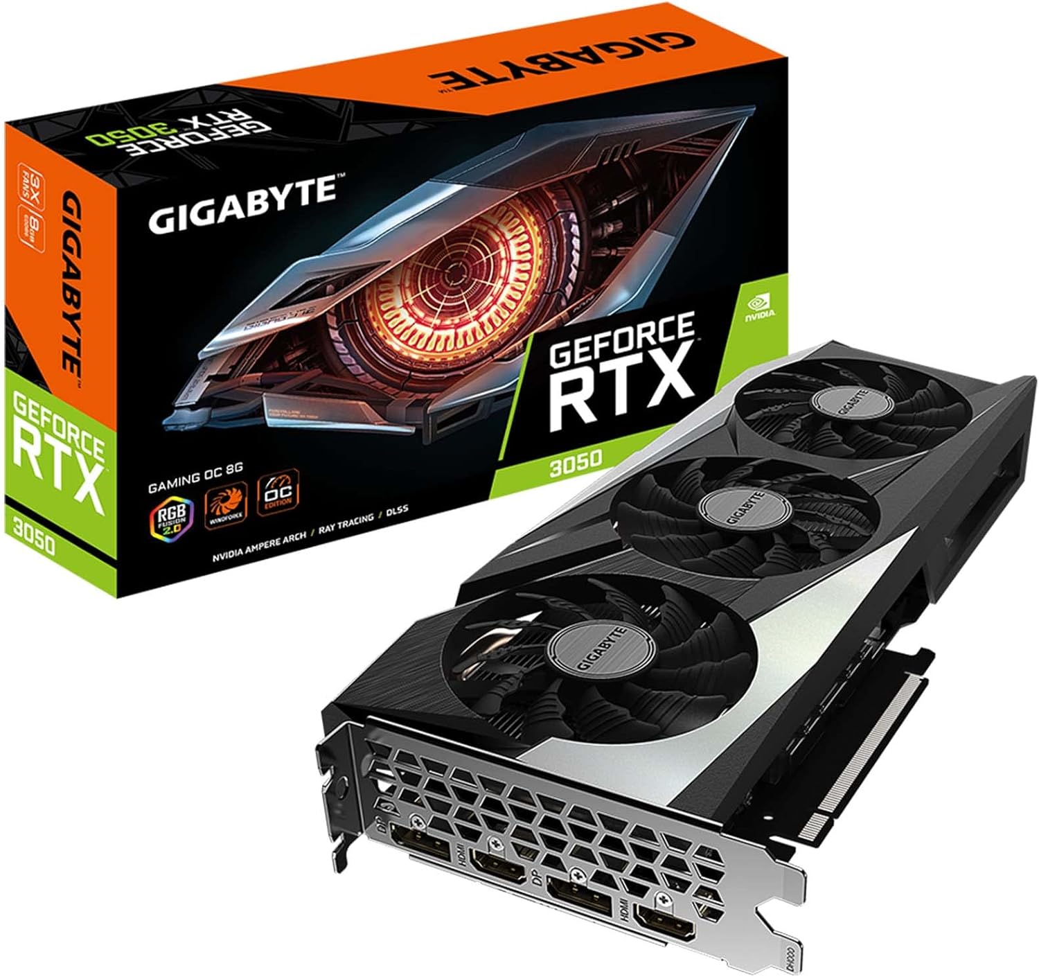 GIGABYTE GeForce RTX 3050 Gaming OC 8G Graphics Card, 3X WINDFORCE Fans, 8GB GDDR6 128-bit GDDR6, GV-N3050GAMING OC-8GD Video Card