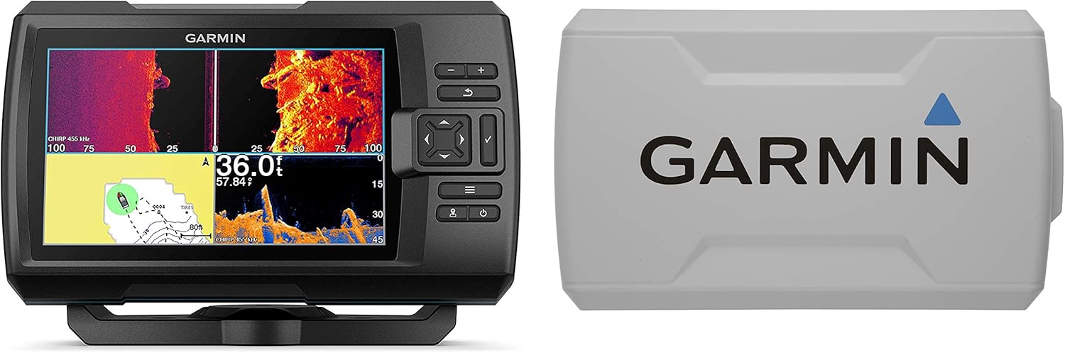 Garmin Striker Vivid 7sv Bundle with Transducer and Protective Cover, 7-inch Color Fishfinder, Vivid Scanning Sonar Color Palettes 010-02553-00