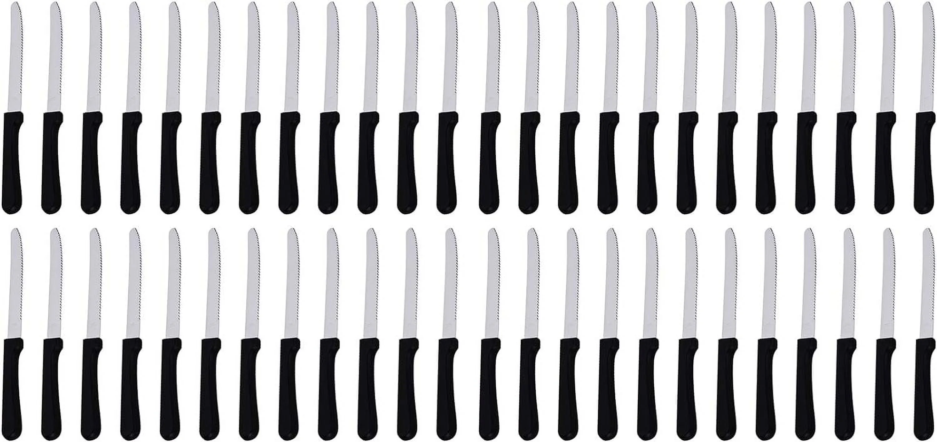 Of 48) 5-Inch Blade Steak Knives, Stainless Steel Rounded Serrated Blade Steak Knives With Plastic Handles For Restaurants
