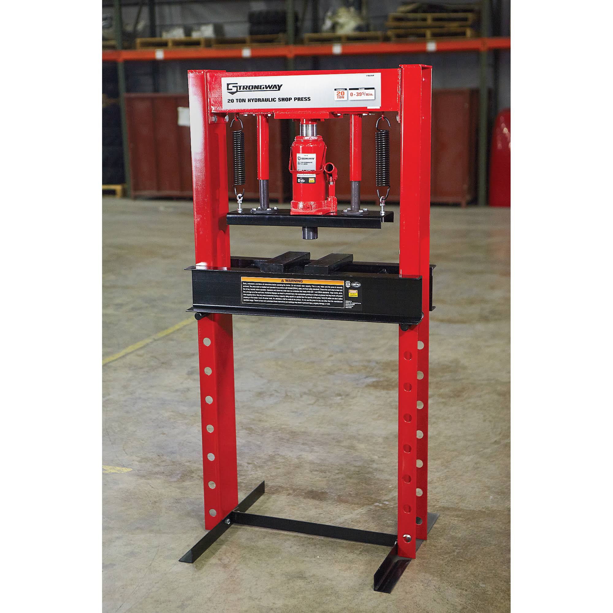 Strongway Hydraulic Shop Press - 20-Ton Capacity