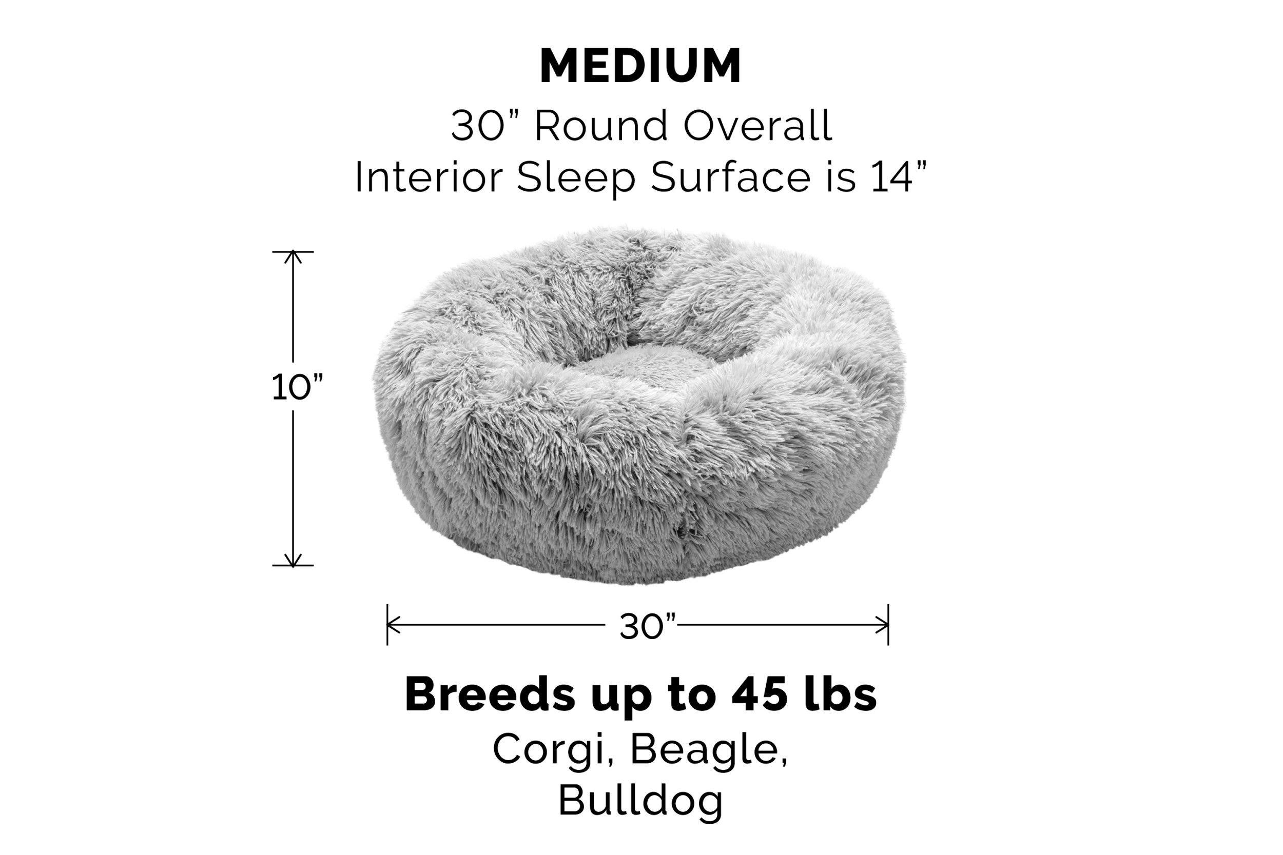 FurHaven Calming Cuddler Long Fur Donut Dog Bed - Large, Mist Gray