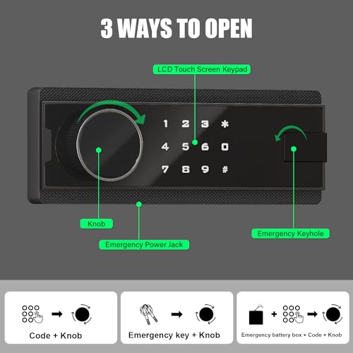 10-12 Digital Rifle Gun Safe, Large Unassembled Gun Safe for Rifles and Pistols with LCD Keypad, Quick Acces Long Gun Safe for Rifes and Shotguns with Dual Alarm System and LED Light