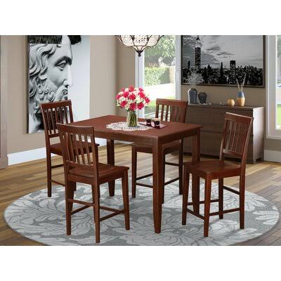 Faxon 5 - Piece Counter Height Rubberwood Solid Wood Dining Set Rosalind Wheeler