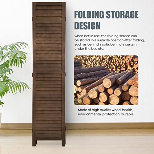 Room Divider 4 Panels, 5.75FT Wooden Room Divider Wall Folding Privacy Screens Freestanding Partition for Home Office Bedroom