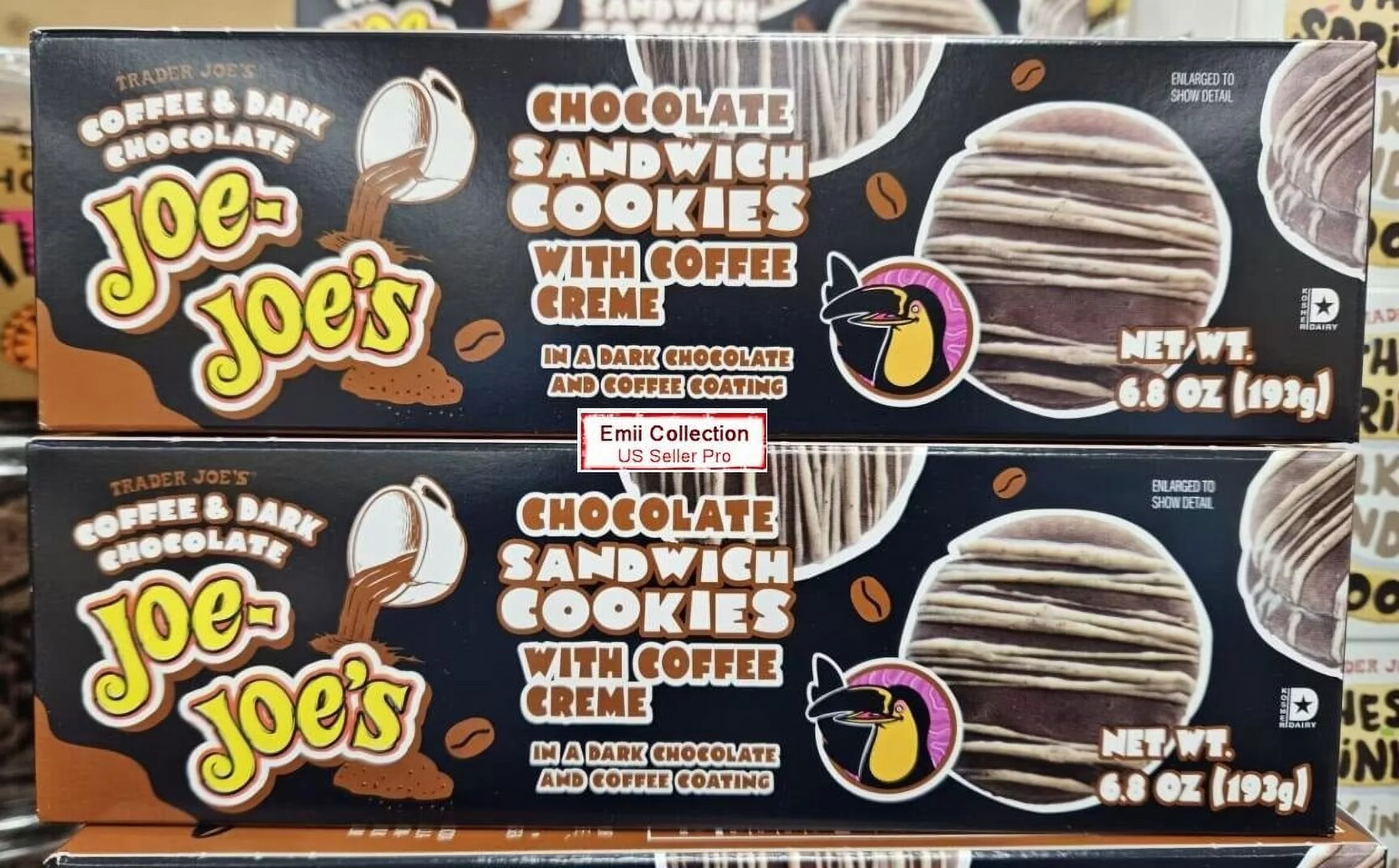 Trader Joe's Coffee & Dark Chocolate Joe-Joe's Sandwich Cookies 6.8oz 193g (2 Boxes)