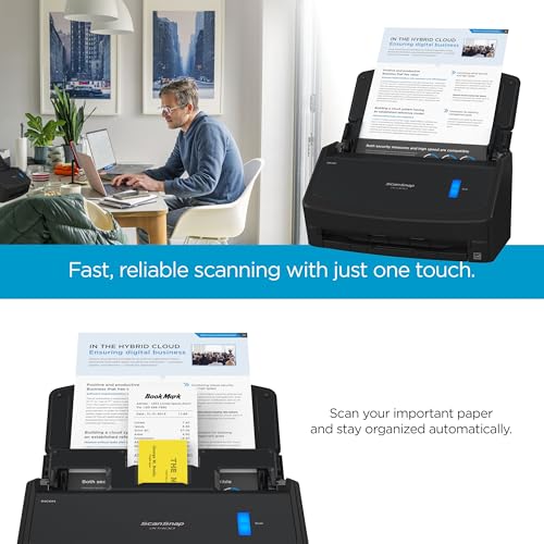 ScanSnap iX1400 High-Speed Simple One-Touch Button Color Document, Photo & Receipt Scanner with Auto Document Feeder for Mac or PC, Black