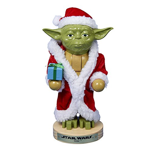 Kurt Adler Yoda in Santa Robe Nutcracker, 9-Inch, Red-Green