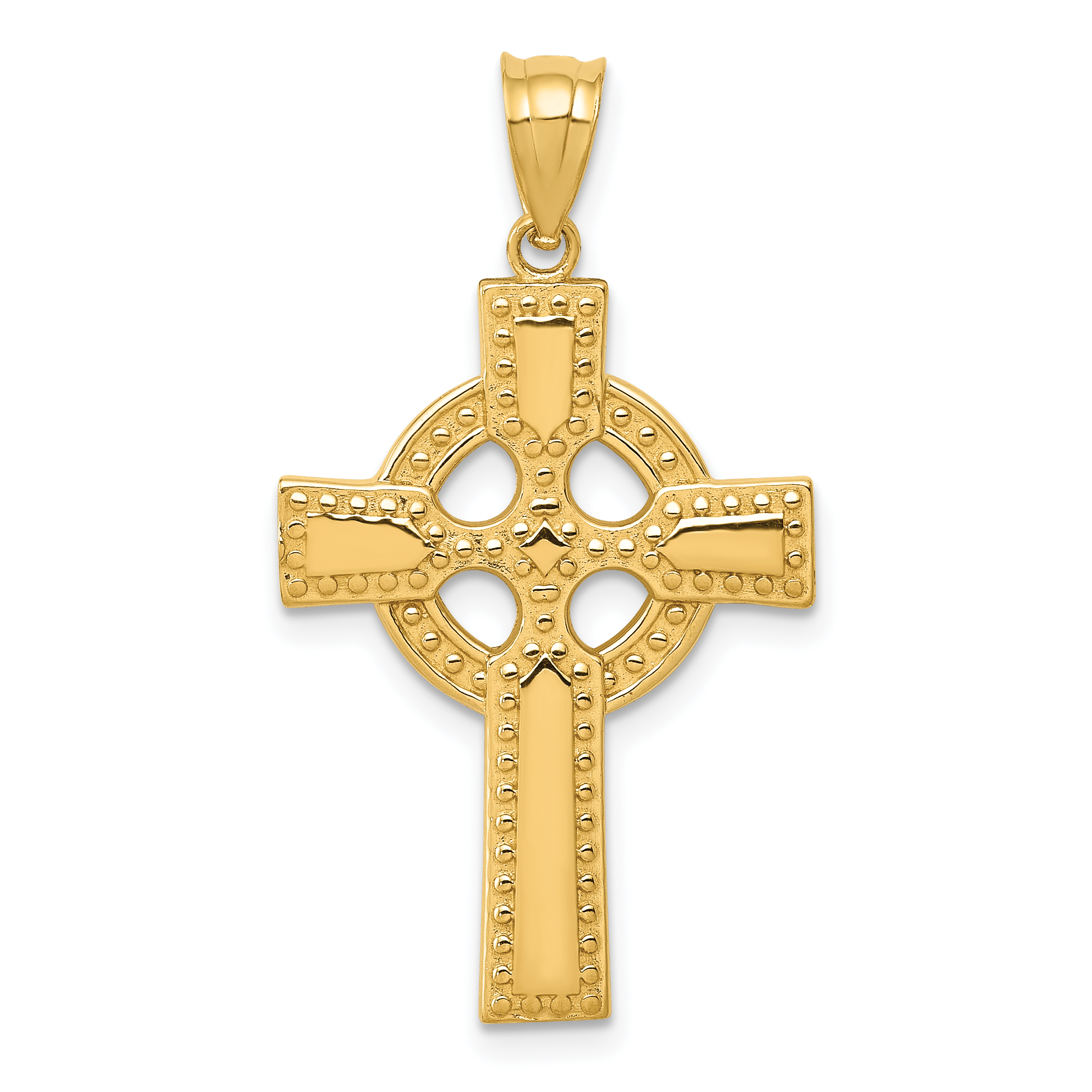 Primal Gold 14 Karat Yellow Gold Celtic Cross Pendant with 18-inch Cable Rope Chain