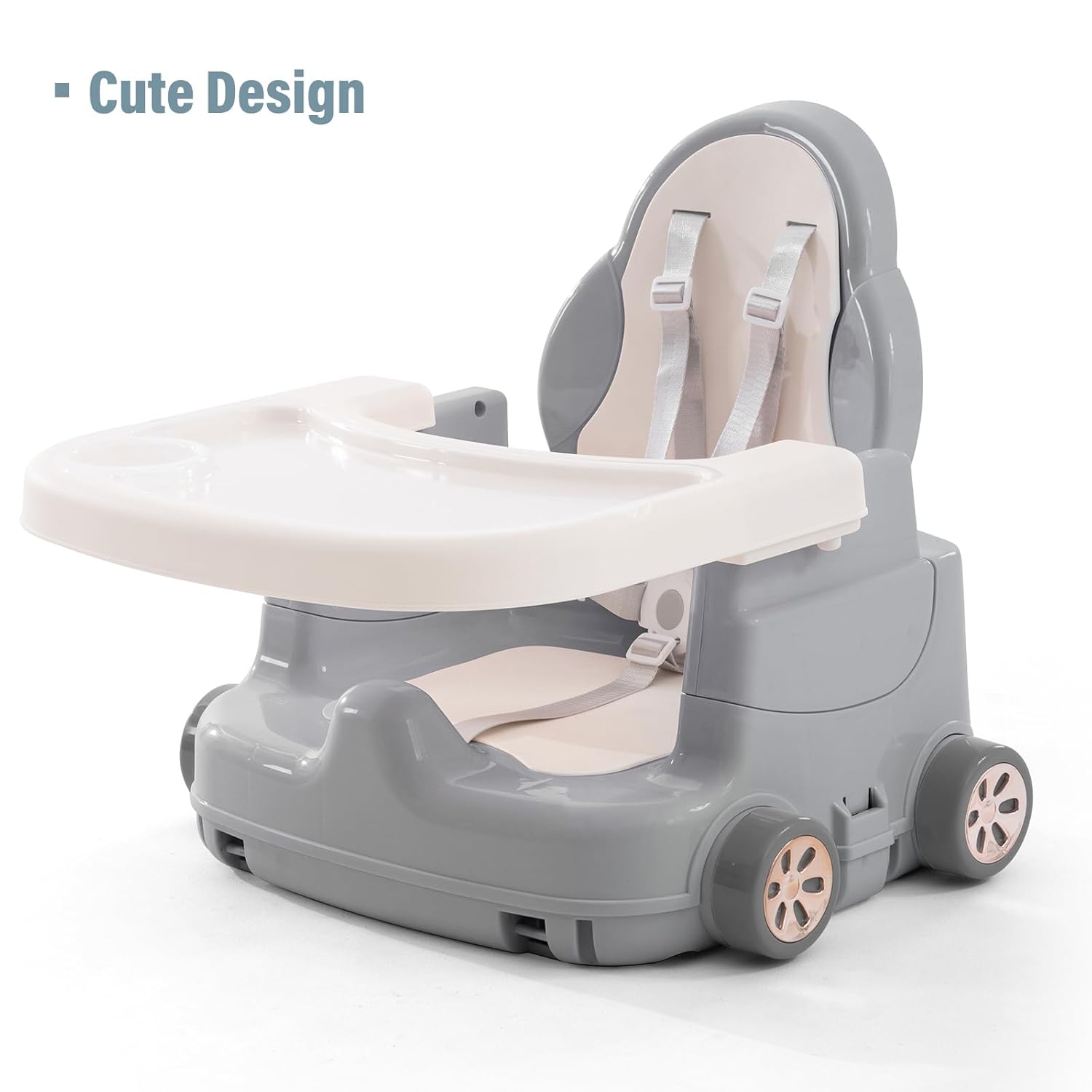 Baby High Chair,Adjustable Convertible 3 in 1 Baby High Chairs Baby Toddlers Feeding Chair Booster,5-Point Harness,Removable Tray&PU Cushion(Deep Gray)