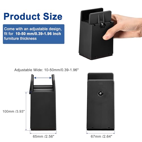 uxcell 4 inch Bed Risers with Adjustable Screw Clamp, 4Pcs Furniture Risers for Bed, Desk, Sofa, Table, Fit for Furniture Thickness 0.39-1.96