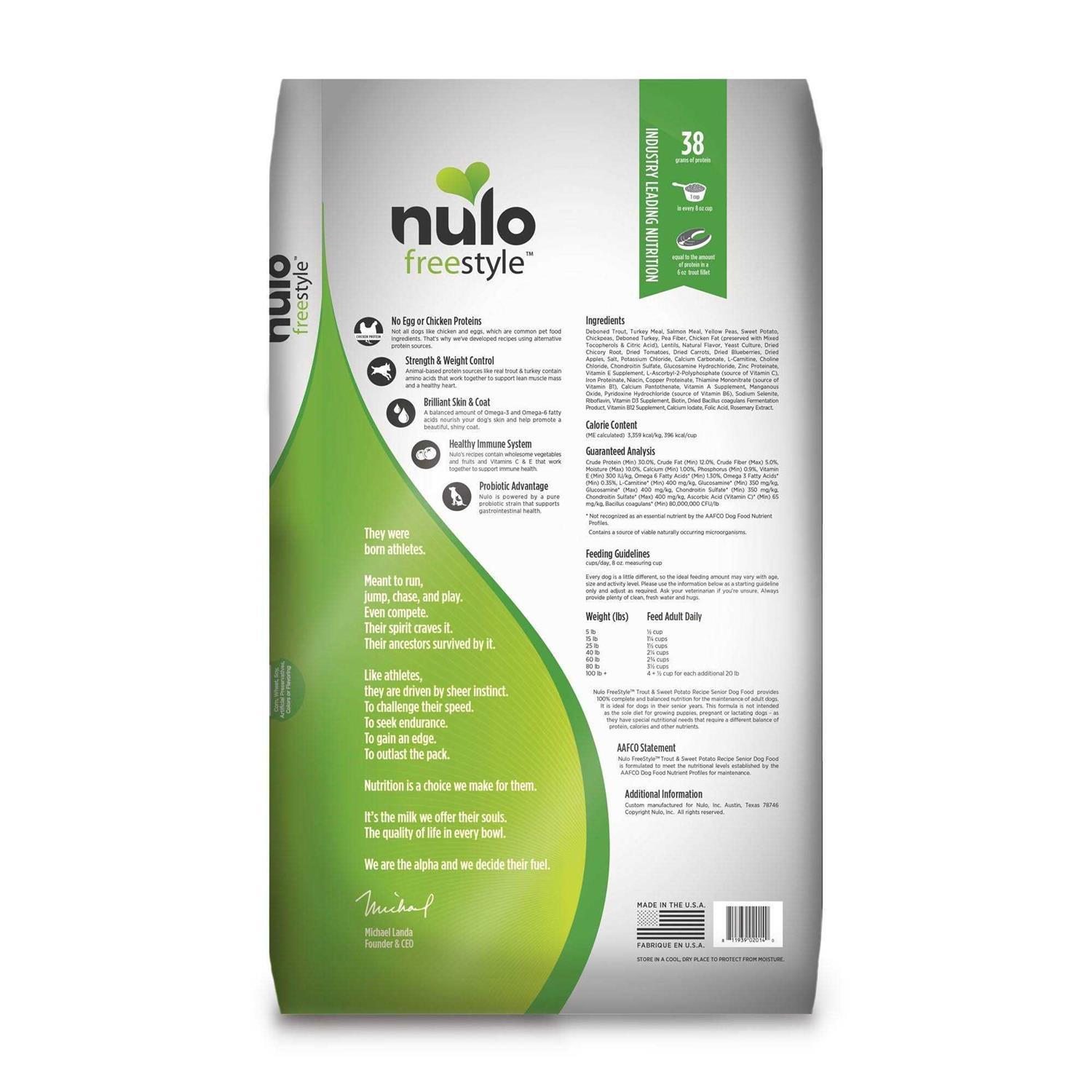 Nulo Freestyle Grain-Free Senior Trout & Sweet Potato Dry Dog Food - Pet Supplies online store