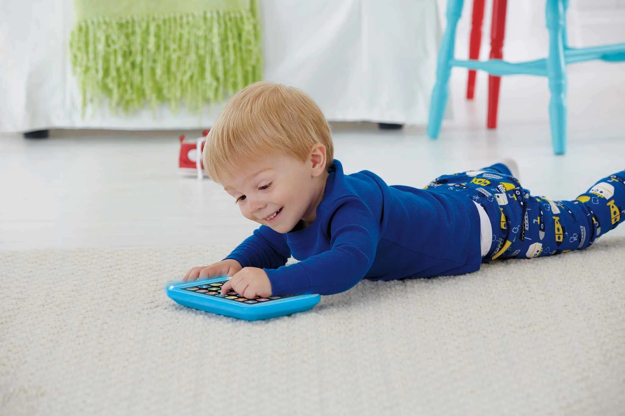 Fisher-Price Pretend Tablet Learning Toy with Lights and Music, Baby and Toddler Toy, Blue