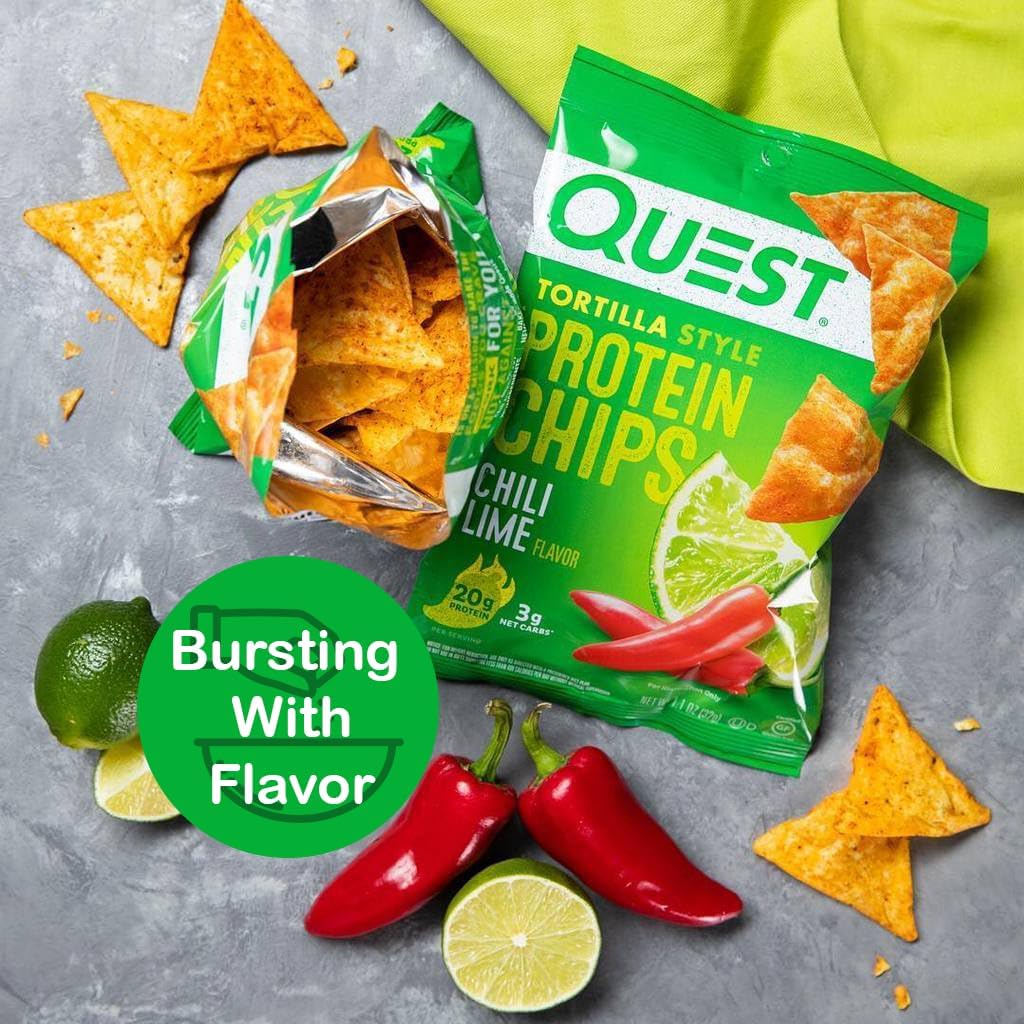 Quest Protein Chips Variety Pack - Assorted Flavors - High Protein Snacks - 6 Pack High Protein, Low Carb, Gluten Free, 1.1 Ounce (Purpalia Handkercheif)