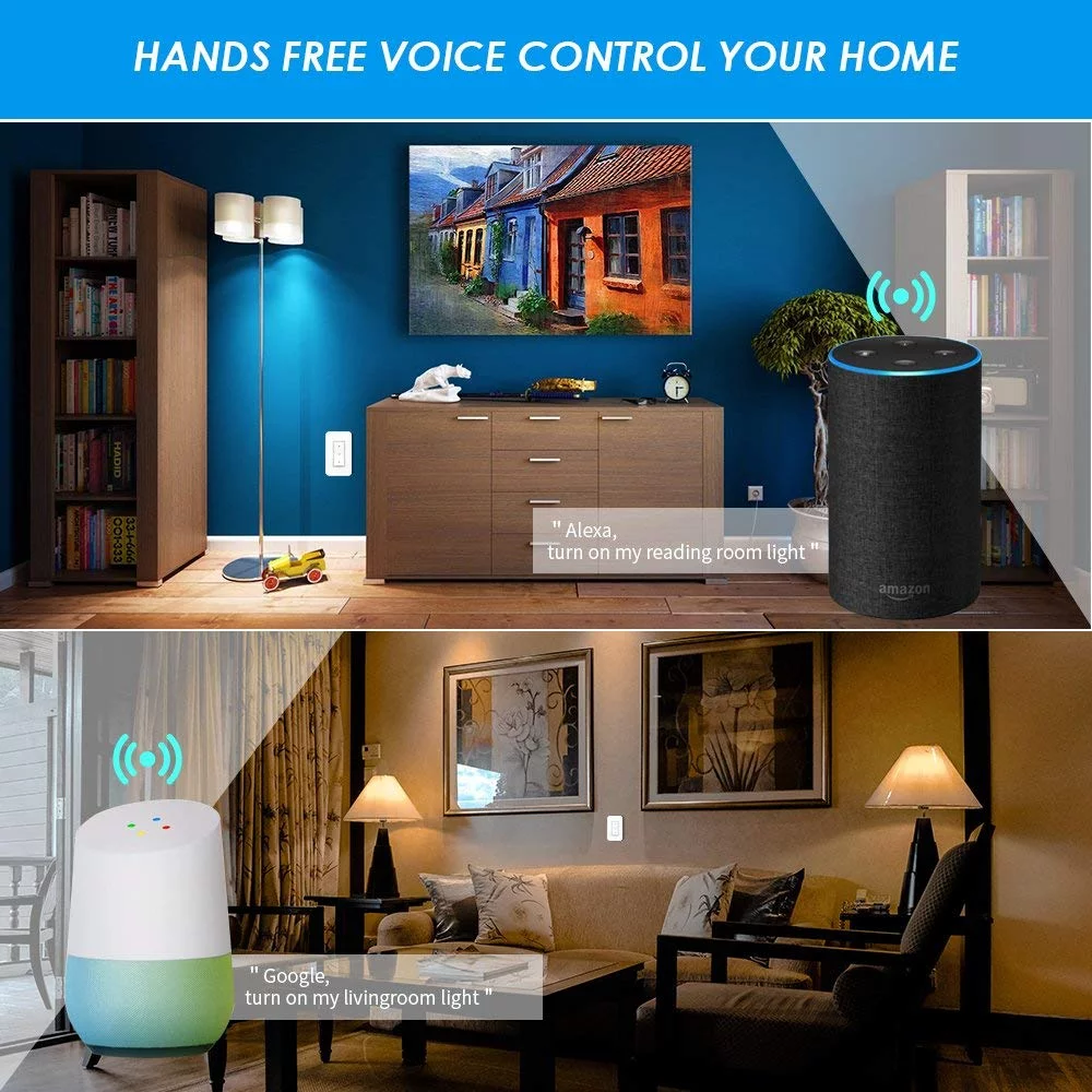 GREENCYCLE Smart Light Switch WiFi Wall Wireless 2x 1-gang Switch + WIFI Receiver Compatible with Amazon Alexa and Google Home Remote Control Lights and Appliances Timing Function