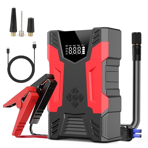 Portable Car Jump Starter Battery Pack with Jumper Cables and Carring Box, 3000A 12V 37000mWh Car Battery Charger with Battery Protection Device for 6.0L Gasoline and 3.0L Diesel Engines (29600mWh)