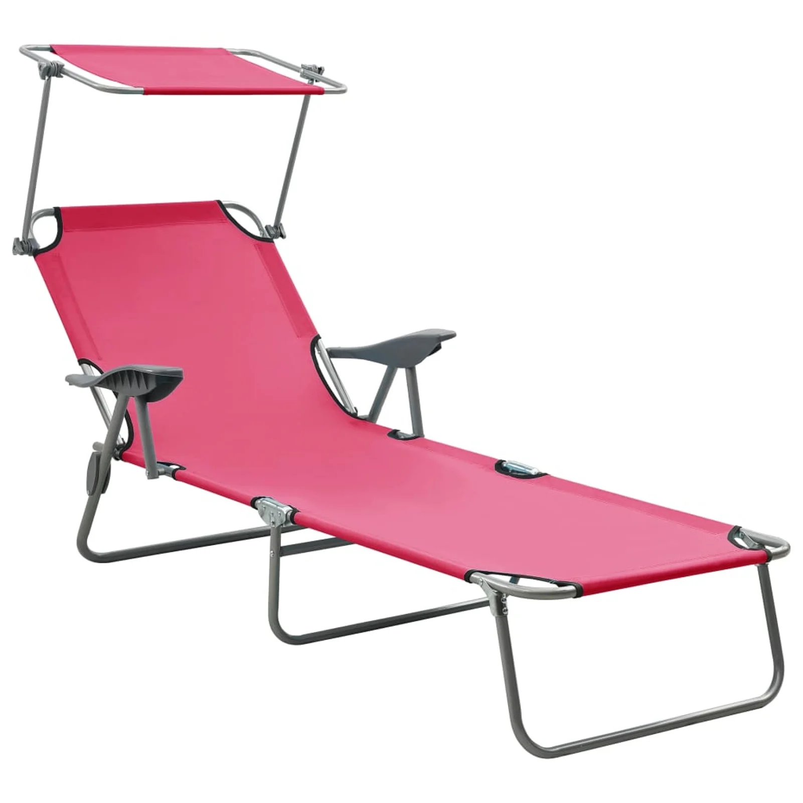 OWSOO Sun Lounger with Canopy Steel Pink