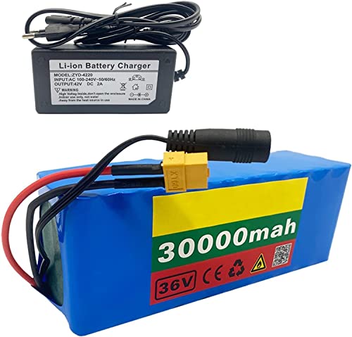 36V 30AH Ebike Battery 36V 30000Mah Mountain Bike Lithium Li-Ion Battery Pack for 50W 250W 350W 450W 500W 750W Electric Bicycles Motor 36V 30Ah,XT60
