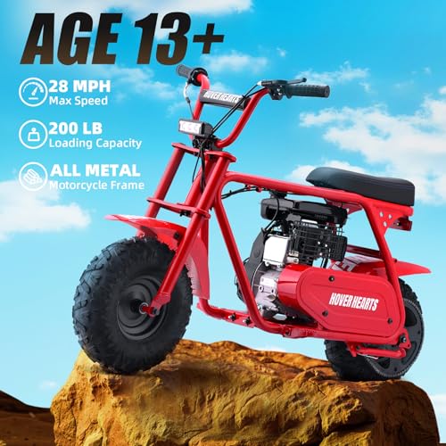 Mini Bike, Gas Dirt Bike, Minibike, Gas Powered Mini Bikes for Adults, 99cc-4 Stroke Pit Bike with Led Light, Min Dirtbike, Motorcycle Max Load 200 Lbs, Max Speed 28 Mph, Age13+
