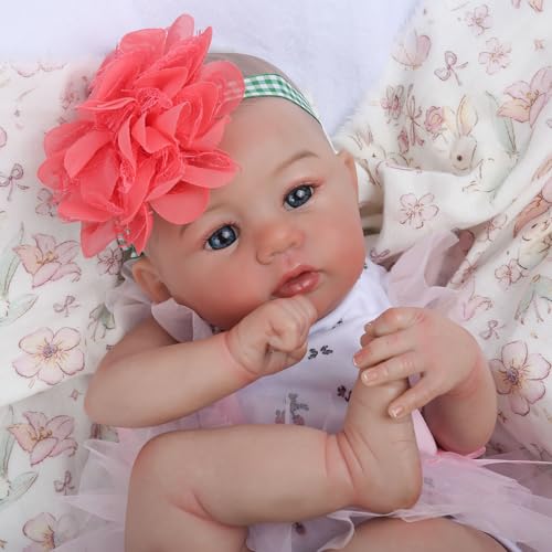 WOOROY Realistic Reborn Baby Dolls - 18 Inch Lifelike Newborn Baby Girl, Real Baby with Soft Weighted Body, Real Life Reborn Dolls Gift Set for Kids Age 3+