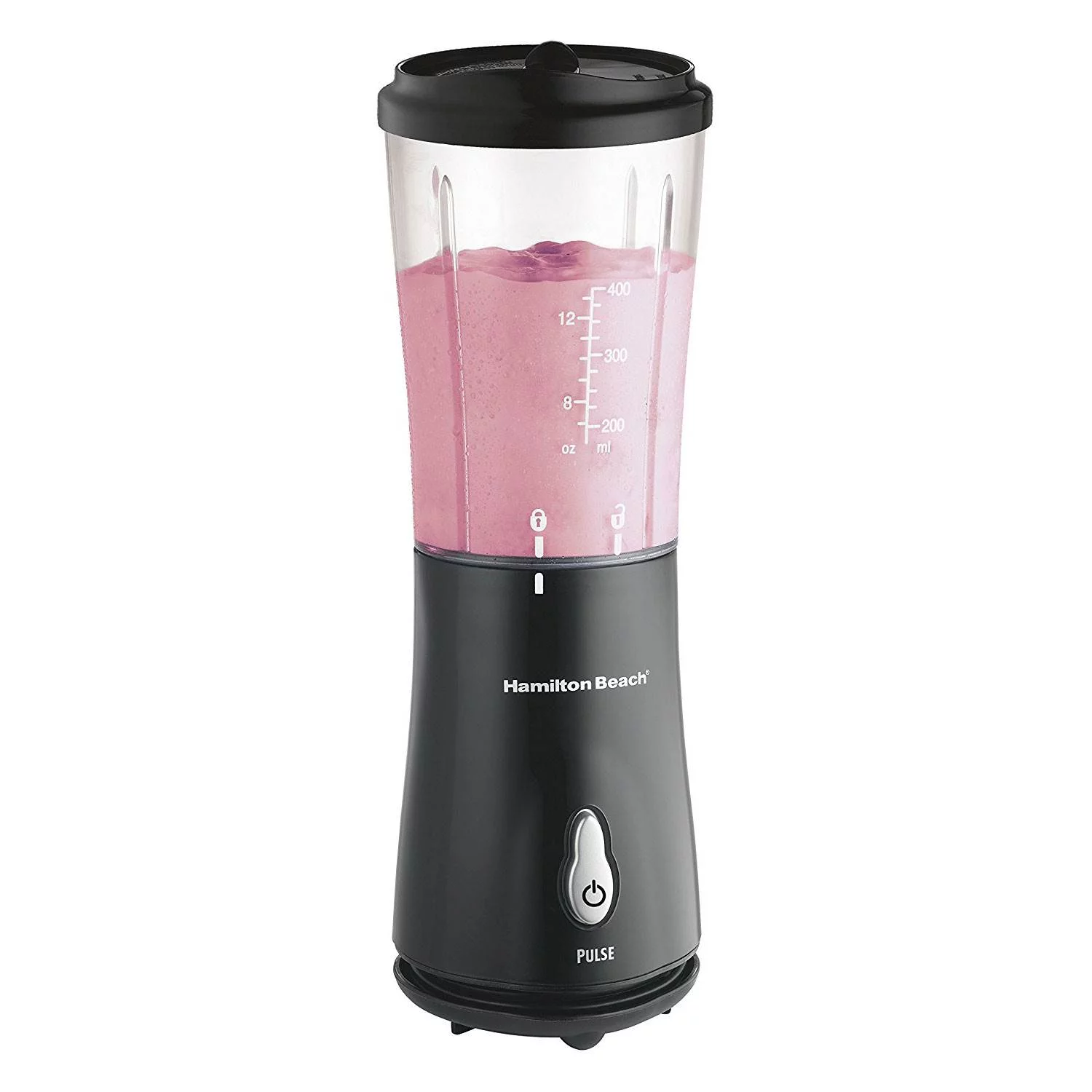 Hamilton Beach 51101BA Single Serve Smoothie Blender w/ Travel Cup & Lid, Black