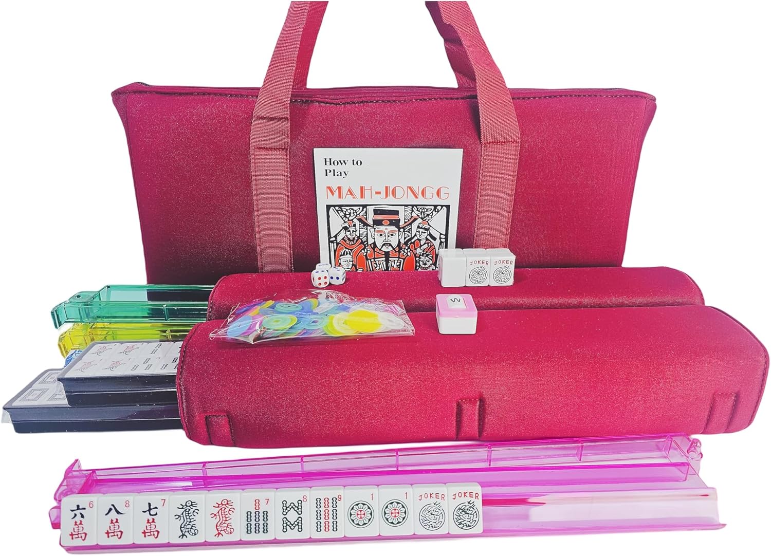 American Mah Jongg Complete Set, 166 Tiles with All in one Combo Rack with Soft Bag