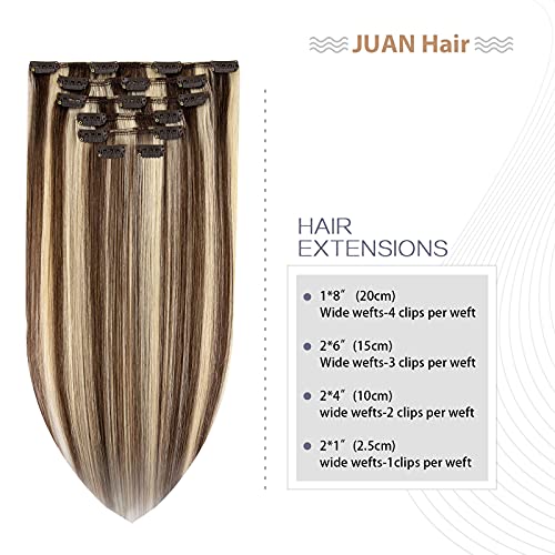Clip in Hair Extensions Real Human Hair 70G Dark Brown 100% Remy Human Hair Clip in Extensions Soft Silky Straight 7pcs 16clips One Pack (22 Inch #2) Brown Hair Extensions