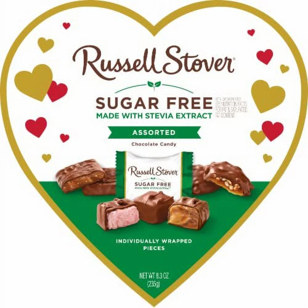 Sugar Assorted Chocolate Candy 7.9 Oz Heart Shaped Box, Perfect For Valentines Day, Mothers Day Or Any Special Occasion