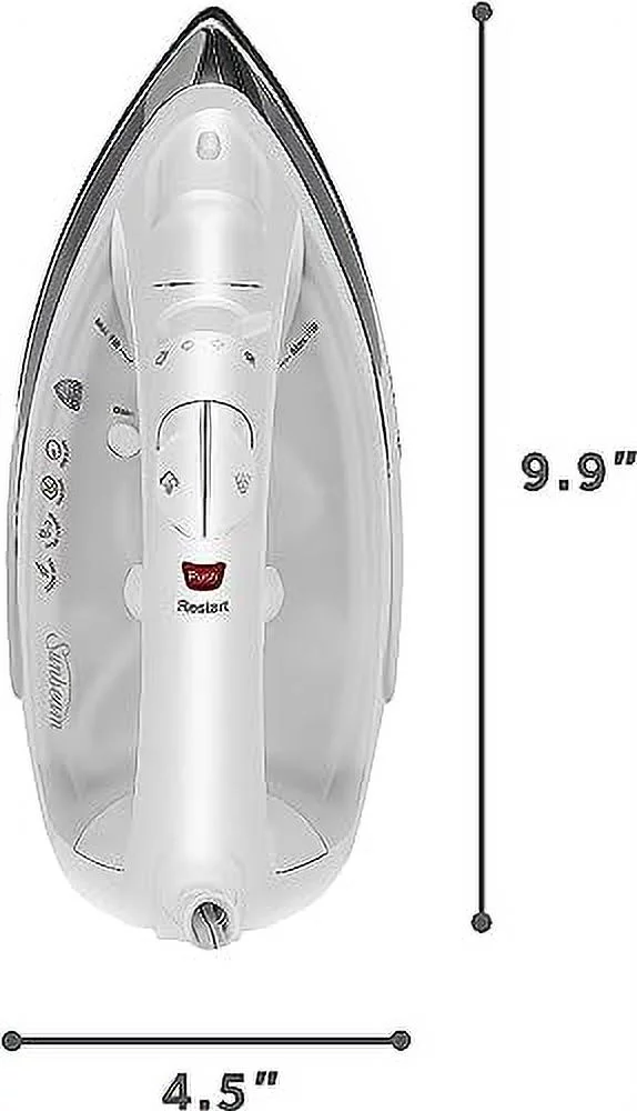 Sunbeam GCSBC Classic 1200 Watt Mid-size Anti-Drip Non-Stick Soleplate Iron Steam/Vertical Shot feature 8' 360-degree Swivel Cord GCSBCL-317-000 Auto Shut Off