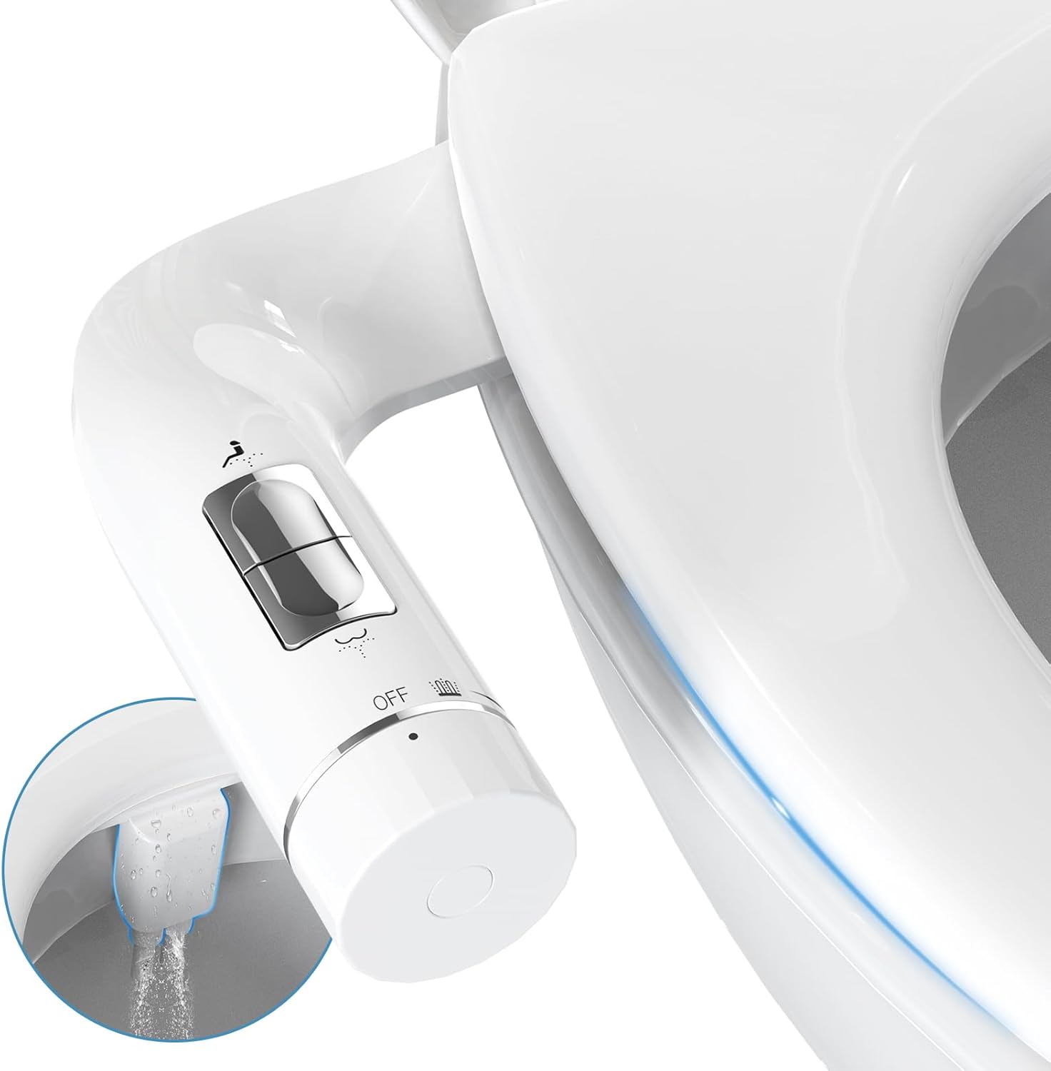 Ultra-Slim Bidet Attachment for Toilet, Dual Nozzles Bidet(Frontal & Rear Wash) Adjustable Water Pressure, Non-Electric Bidet Attachment for Toilets, Auto Self Cleaning Bidet, No Gap Install